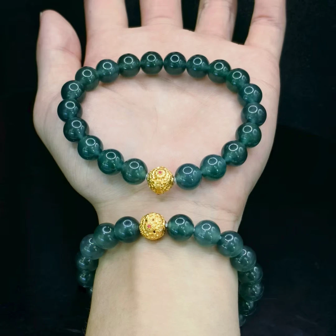 【龙想精选】18k金翡翠DIY单圈手串JL01【多样性发其一】约9mm+