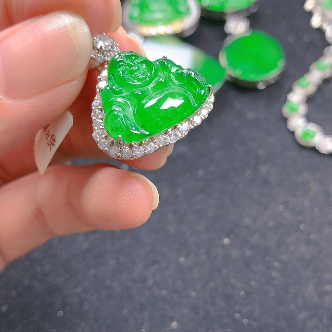 吊坠(不含链)银S925镶嵌翡翠翡翠