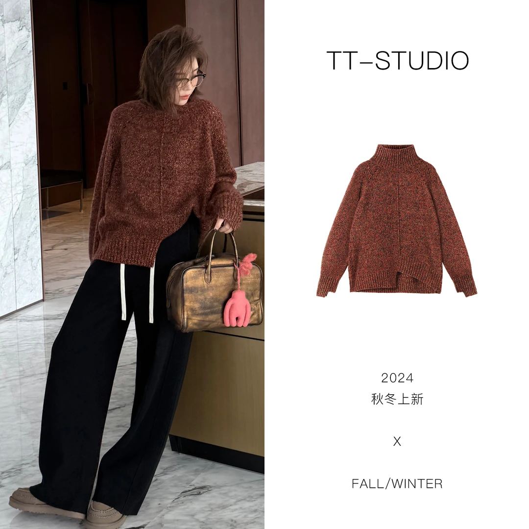 TT【小皮草】山羊绒白厂丝无缝一体花纱针织毛衣TT-HY6611A