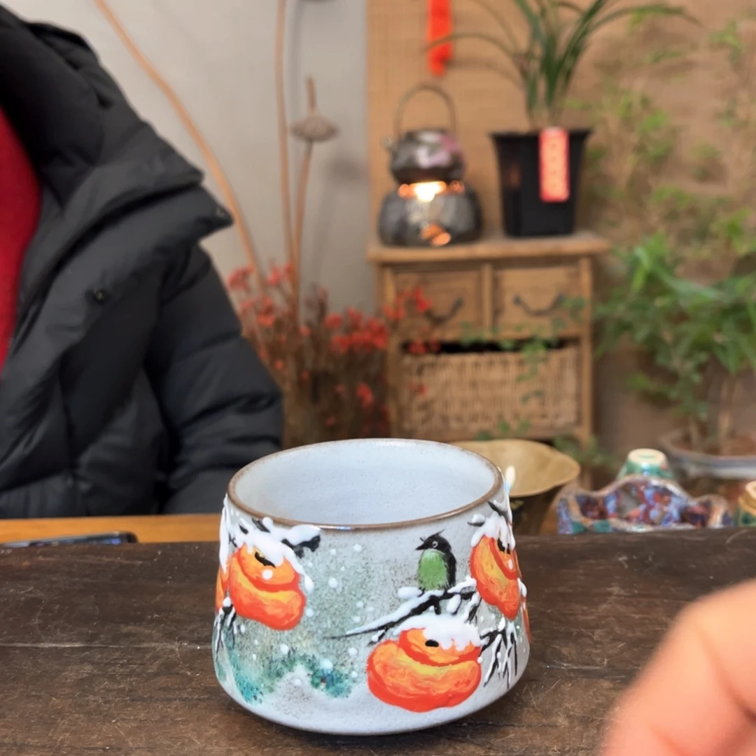 杯景德镇柴烧手绘杯