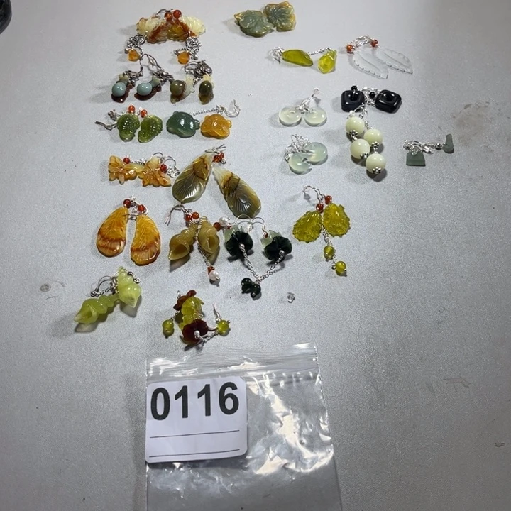蛇纹石玉合金耳饰ღ***࿐