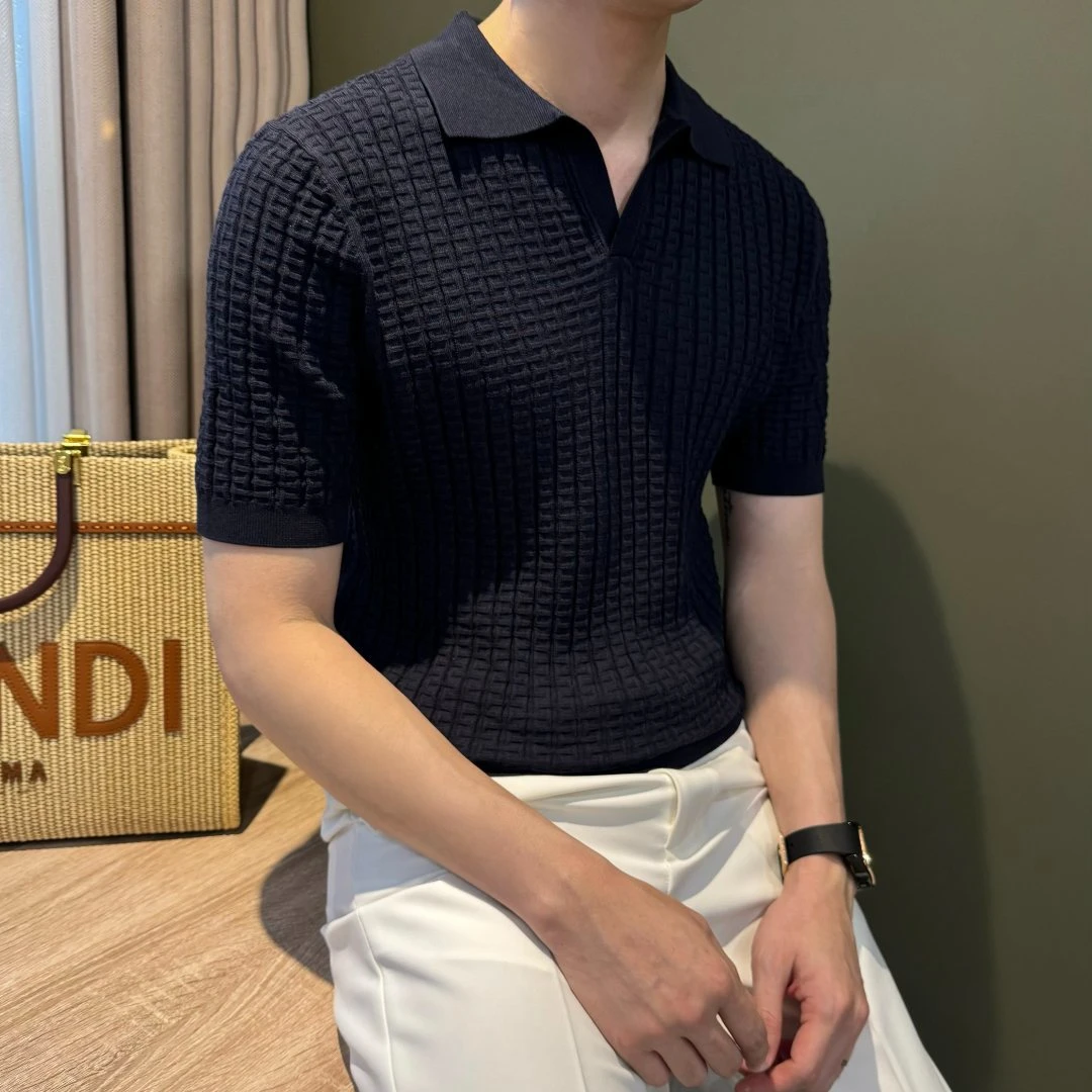 WUSHE物社【天丝】轻奢高级感海鸥领POLO衫夏季男士休闲短袖针织T恤