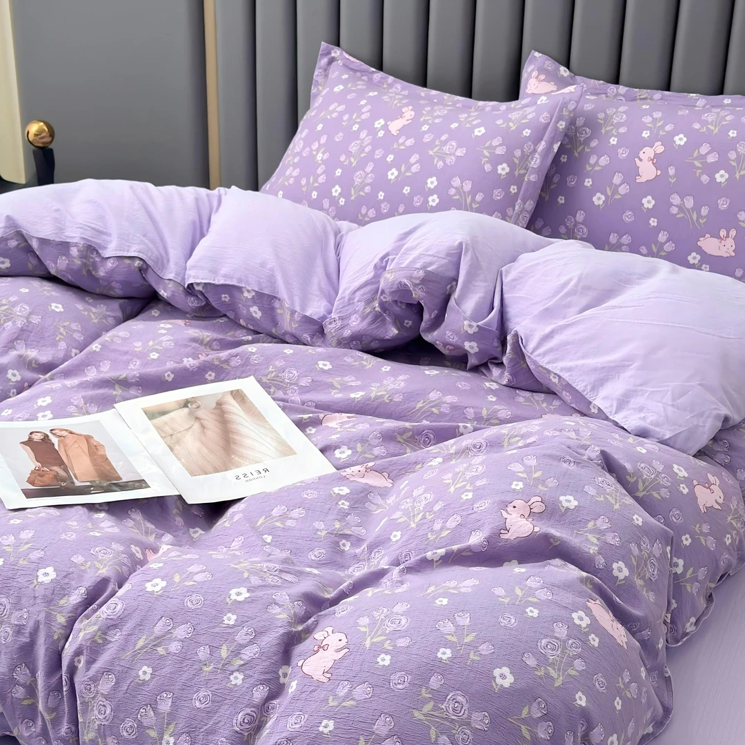 精选冬季加厚A类有氧针织双层纱四件套高克重保暖透气亲肤嘉静