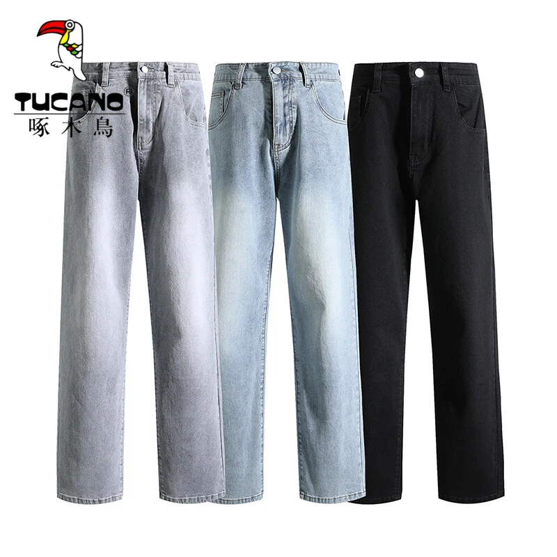 啄木鸟新款夏季灰色大码男士弹力直筒男生修身长裤高街春裤子男