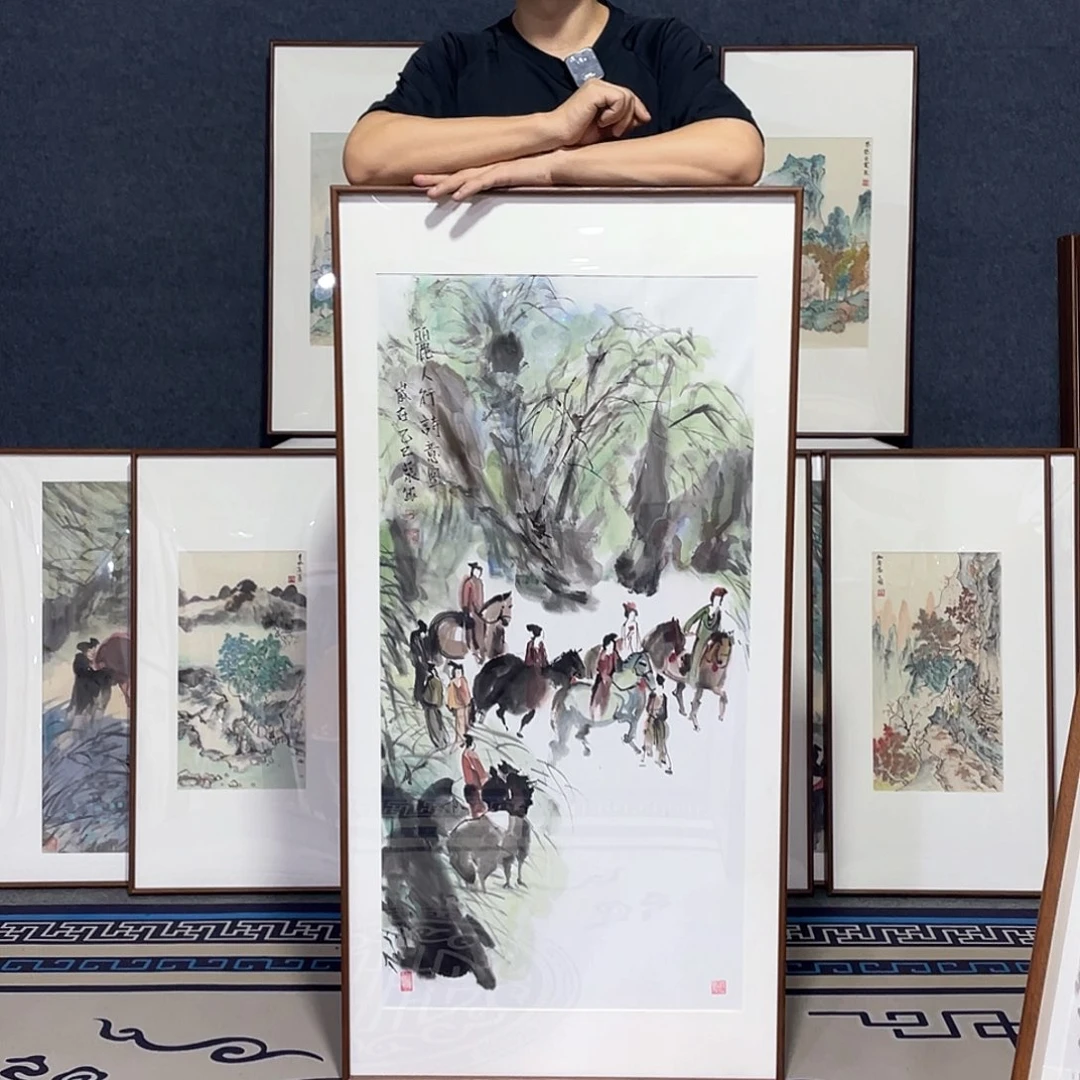 国画手绘画作品带框80/160