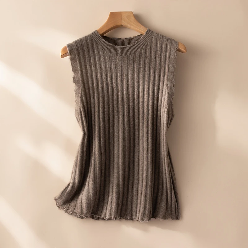 S·Y·C【毛边时尚】100纯山羊绒时尚保暖洋气打底吊带背心CYR240108