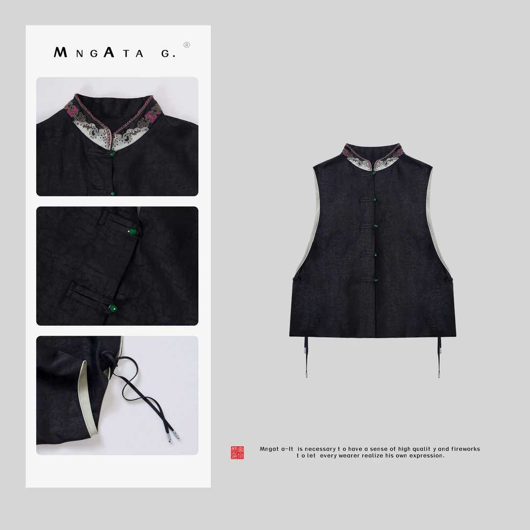 MNGATA G.宫小妍【龟裂·高山流水】夏日新中式国风真丝马甲40301670