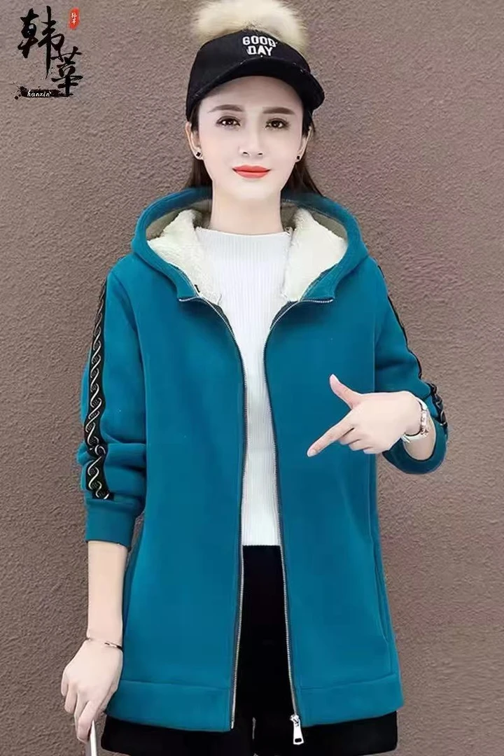 【素境】003加厚加绒毛外套新款女装秋冬拉链爆款上衣宽松保暖卫衣