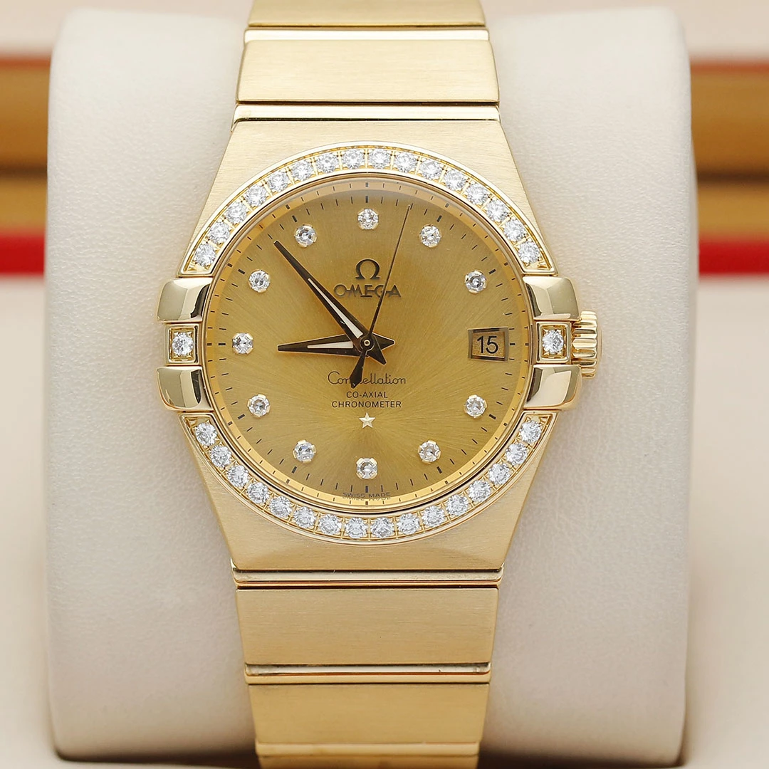 99新 Omega/欧米茄 星座系列/18k黄金/原镶钻/35mm/自动机械男表