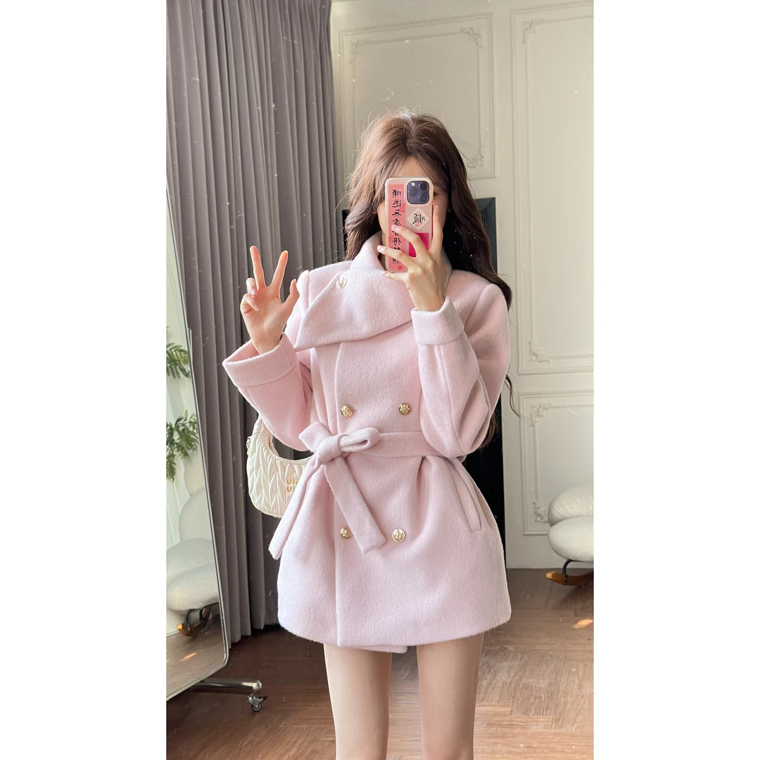 小小仟 韩女大衣呢子版本夹棉大衣小香风