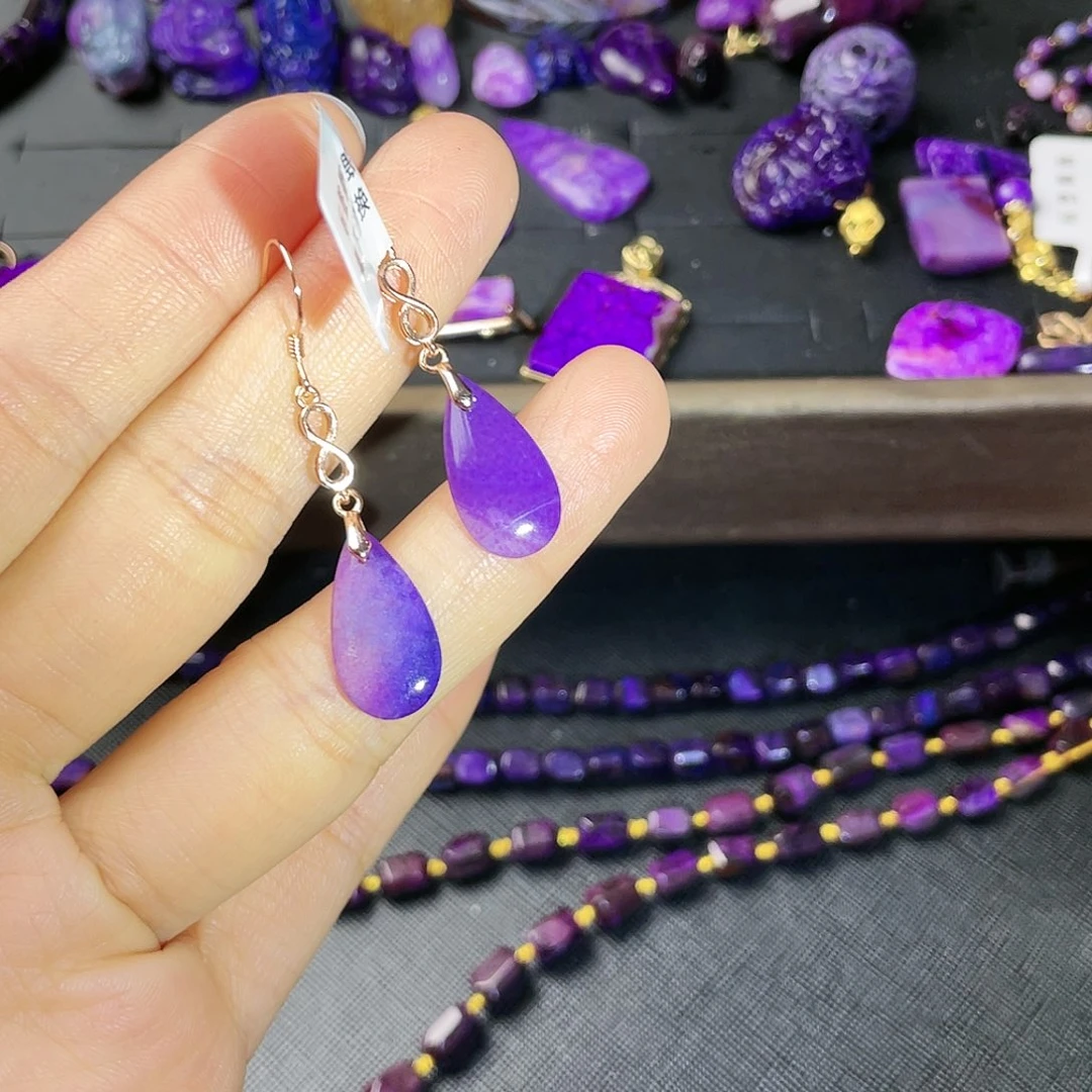 苏纪石（舒俱来）耳环银S925镶嵌