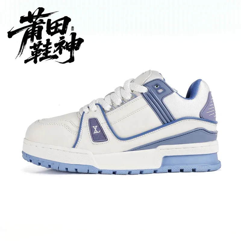 【莆田鞋神】2025小胖丁新款潮牌真皮厚底面包鞋男女高级感情侣板鞋