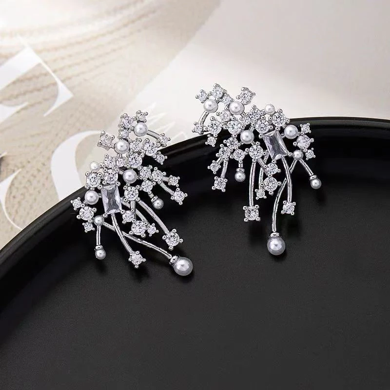 合金耳饰 【璀璨星云】刘亦菲玫瑰同款耳环女耳钉高级感耳饰726