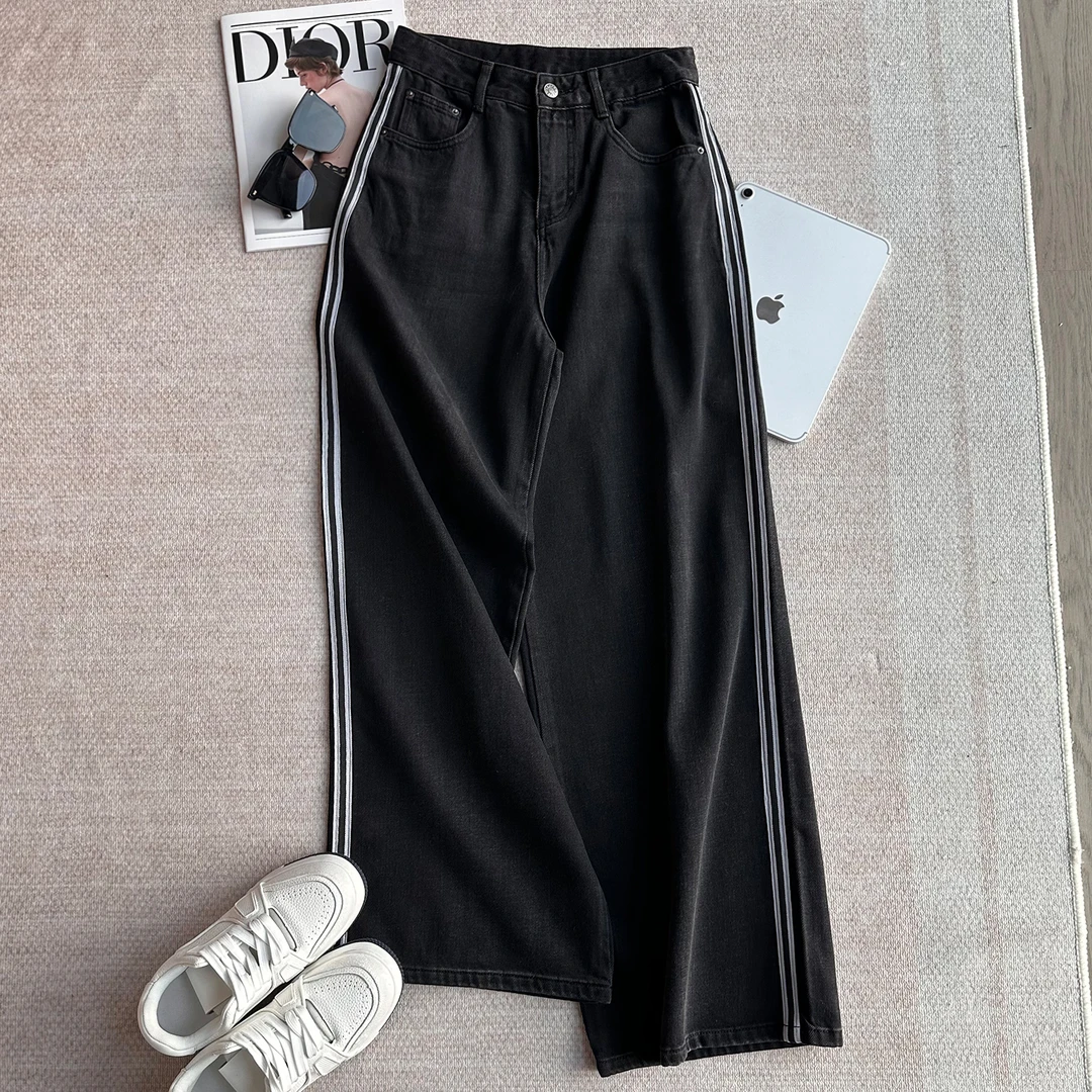 美式复古竖条撞色显瘦牛仔裤 K851 2083 AD