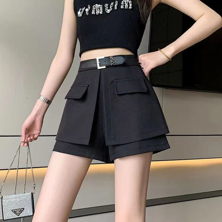 西装工装短裤女春夏季休闲百搭高腰设计裙子感不规则外穿短裤女