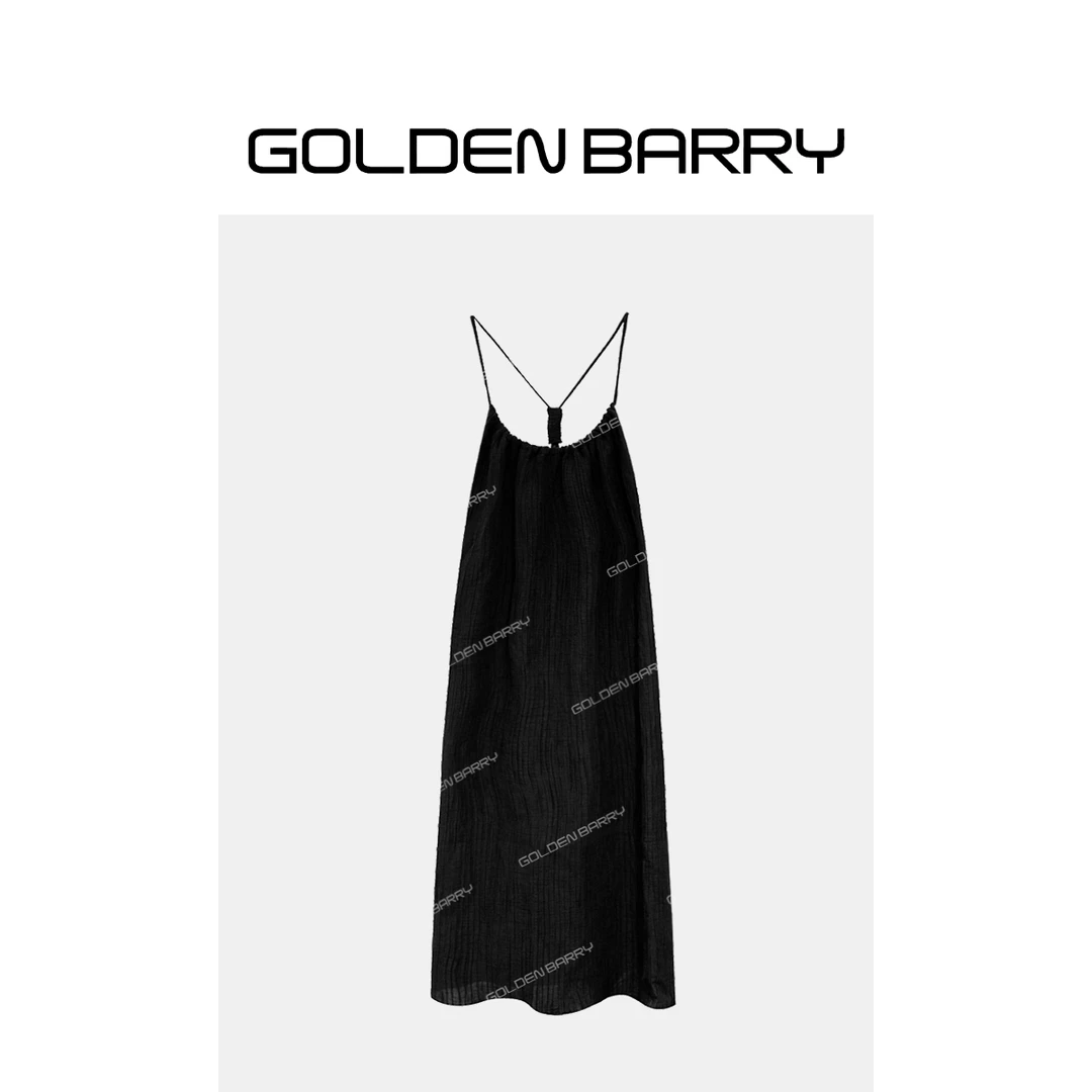 GOLDENBARRY【618】303047褶皱吊带长裙