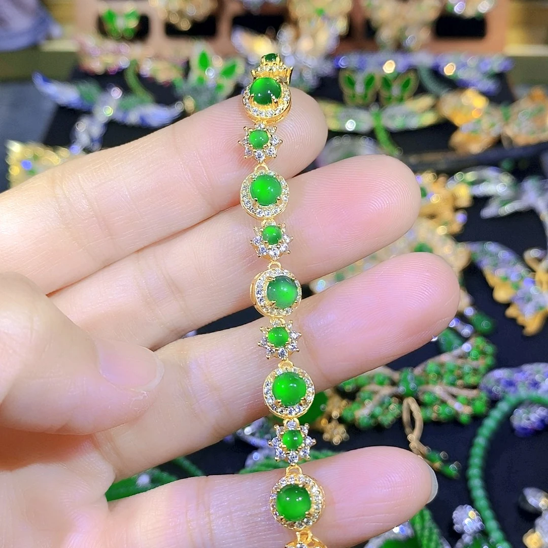 吊坠(不含链)银S925镶嵌翡翠