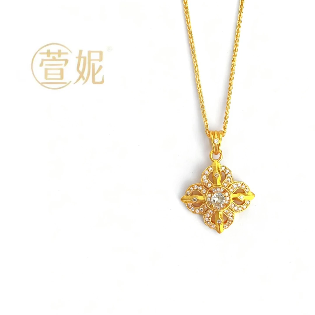 铜合金吊坠 【新中式】十字金刚杵吊坠挂坠饰品项链金色气质轻奢