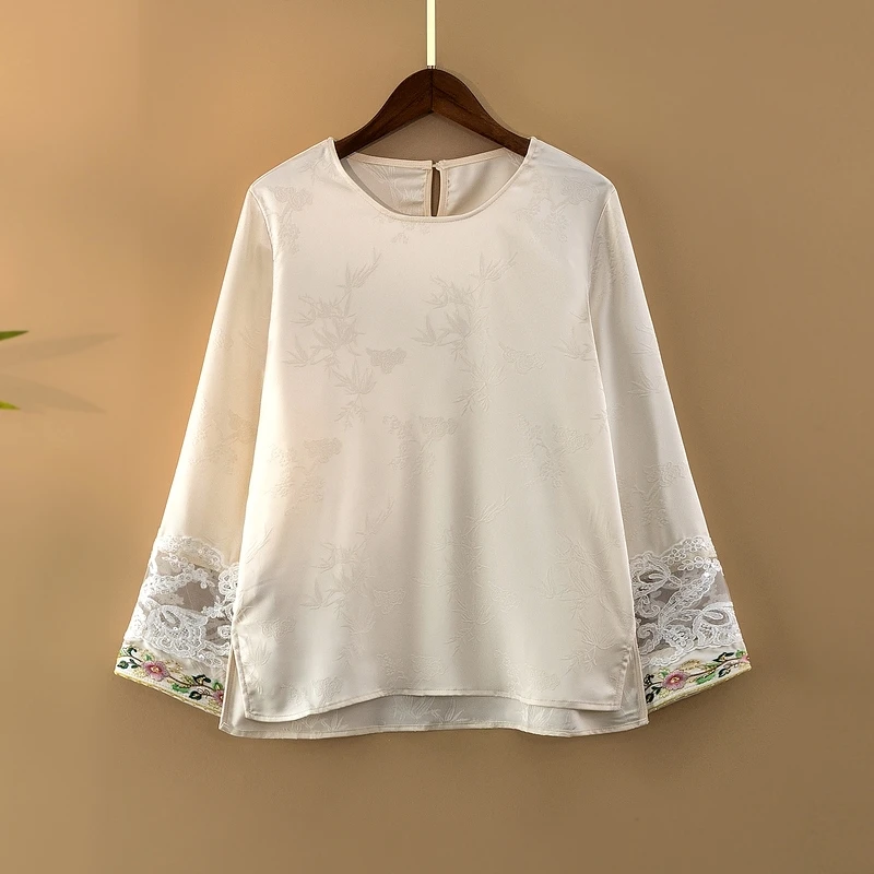 【雪嫣】春夏2025新款上衣小衫新中式国风女装宽松气质绣花长袖衬衫