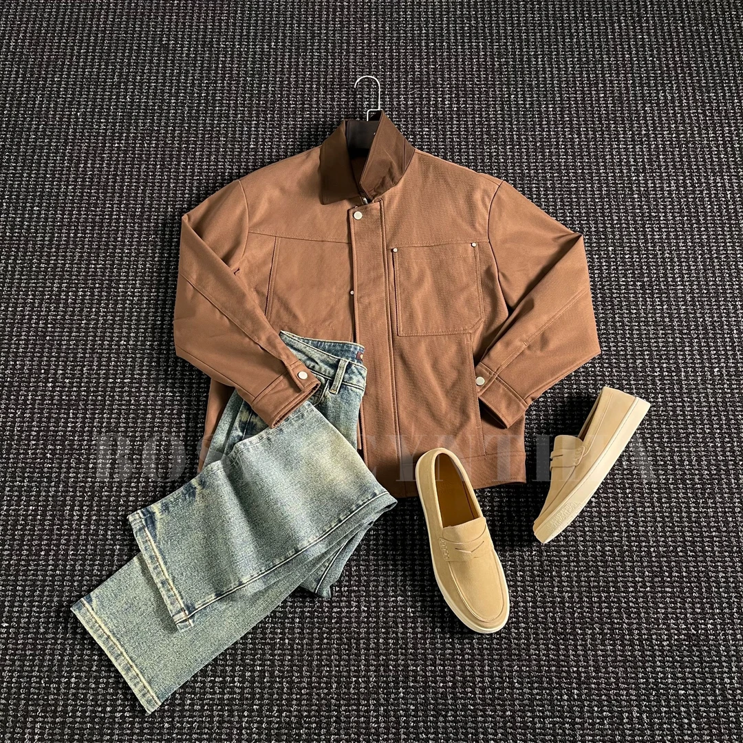 【秋季新款】撞色polo领百搭男士飞行员夹克2666