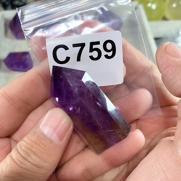 紫晶天然水晶柱子C759未镶嵌浩****8