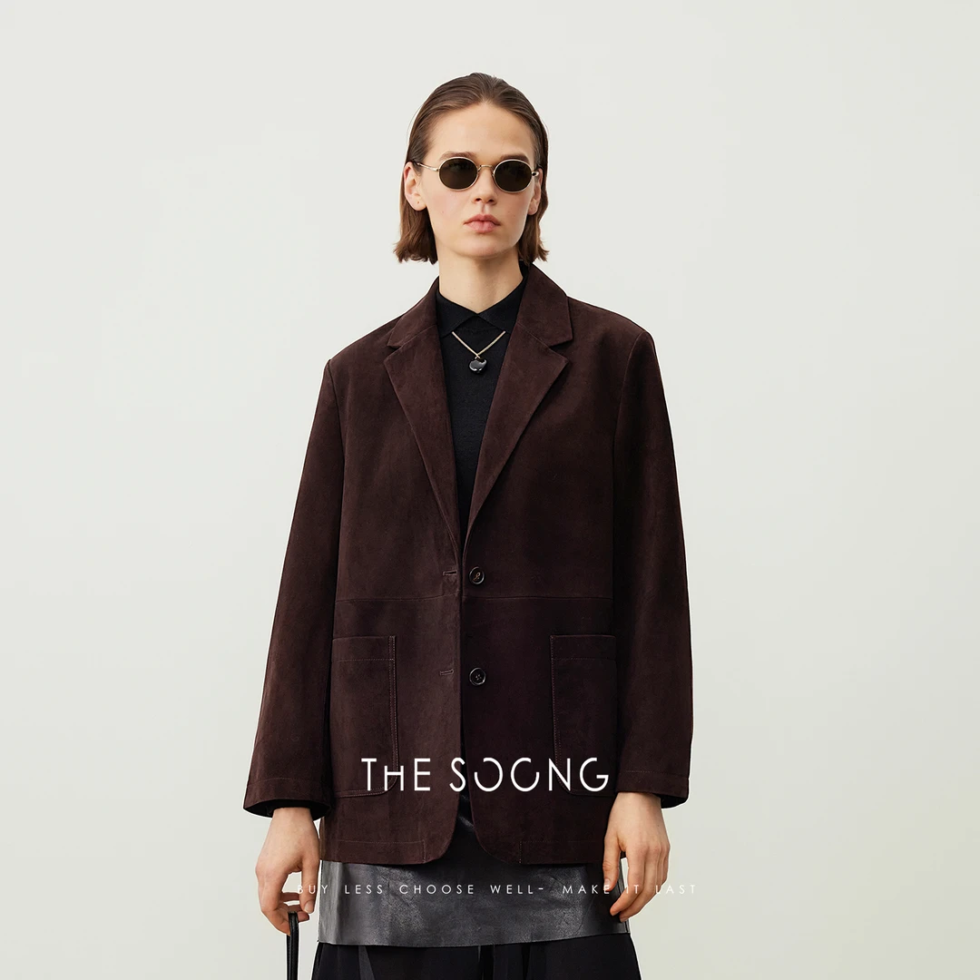 THESOONG | 复古典雅进口100%羊皮柔雾哑光感皮衣外套HWPY7417