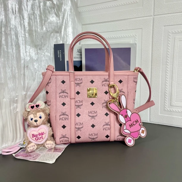 95新 MCM 95新 桃花粉迷你菜篮子