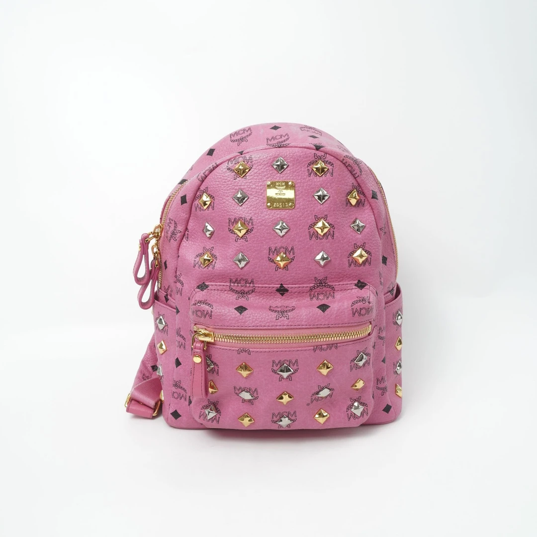 95新 MCM MCM双肩包小号粉色/DS013974