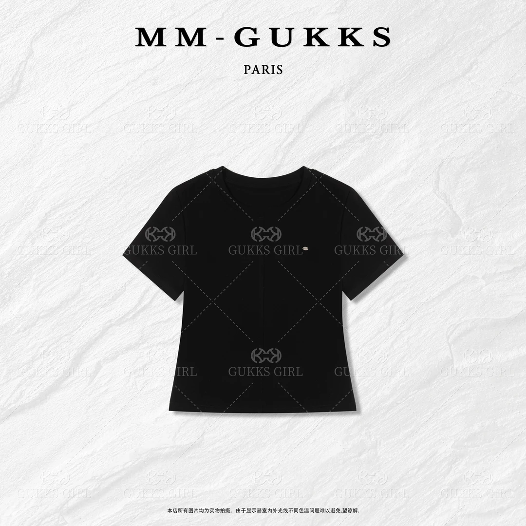 明明GUKKS『必备日记』修身型圆领常规时尚打底衫T恤上衣T2699