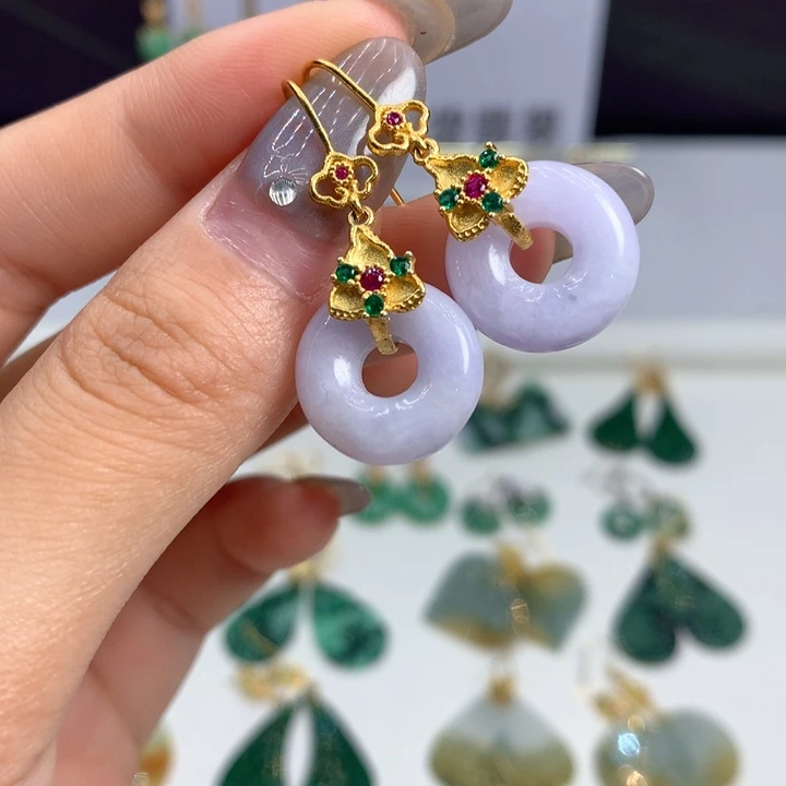 翡翠银S925镶嵌耳饰耳饰