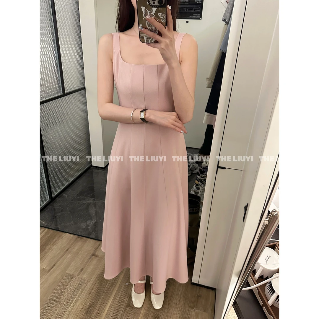 【LIUYI】新月女神~春夏方领无袖修身显瘦连衣裙53073