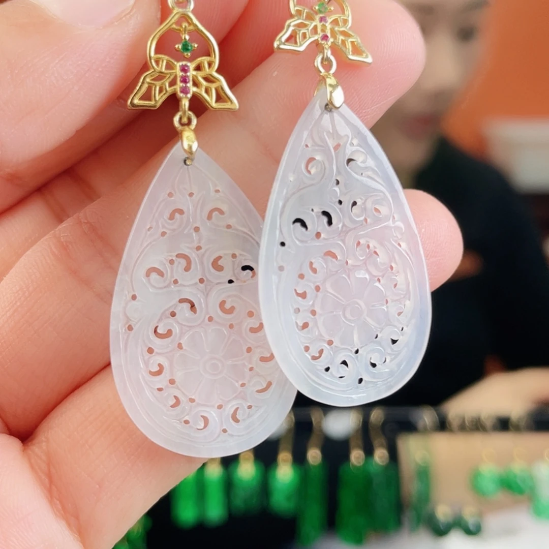 翡翠银S925镶嵌耳饰