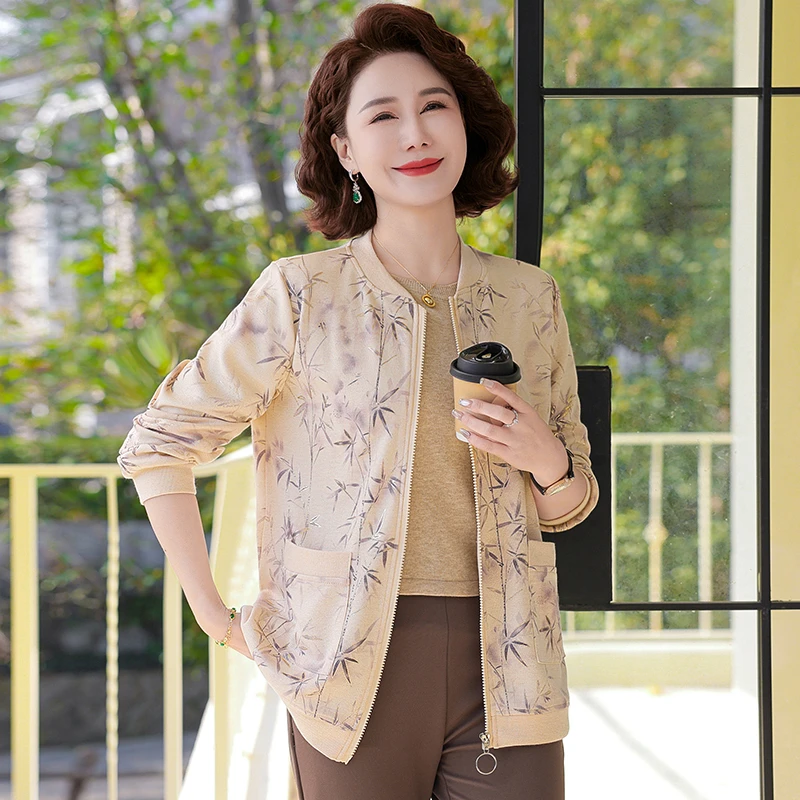 【大唐夫人】春季女装法式碎花宽松短款妈妈装女装秋装印花薄款中年