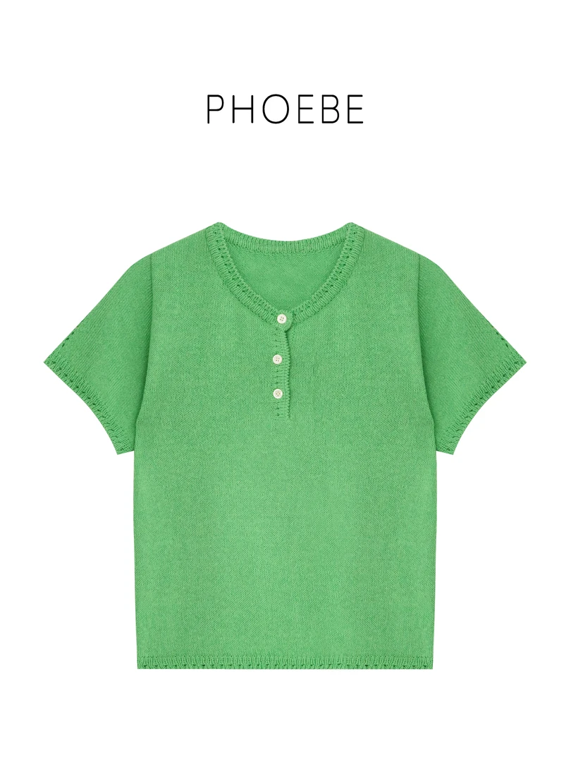 韩【布达佩斯】PHOEBE叶姐 新款设计感镂空小T HF5032303C