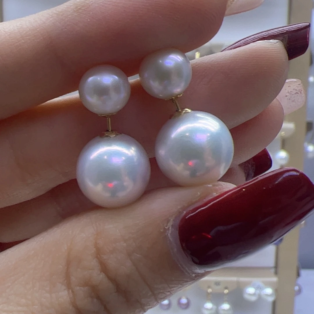 淡水珍珠耳饰18K金镶嵌