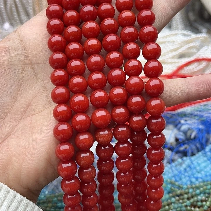 玛瑙/玉髓未镶嵌珠宝半成品一条10mm左右南红