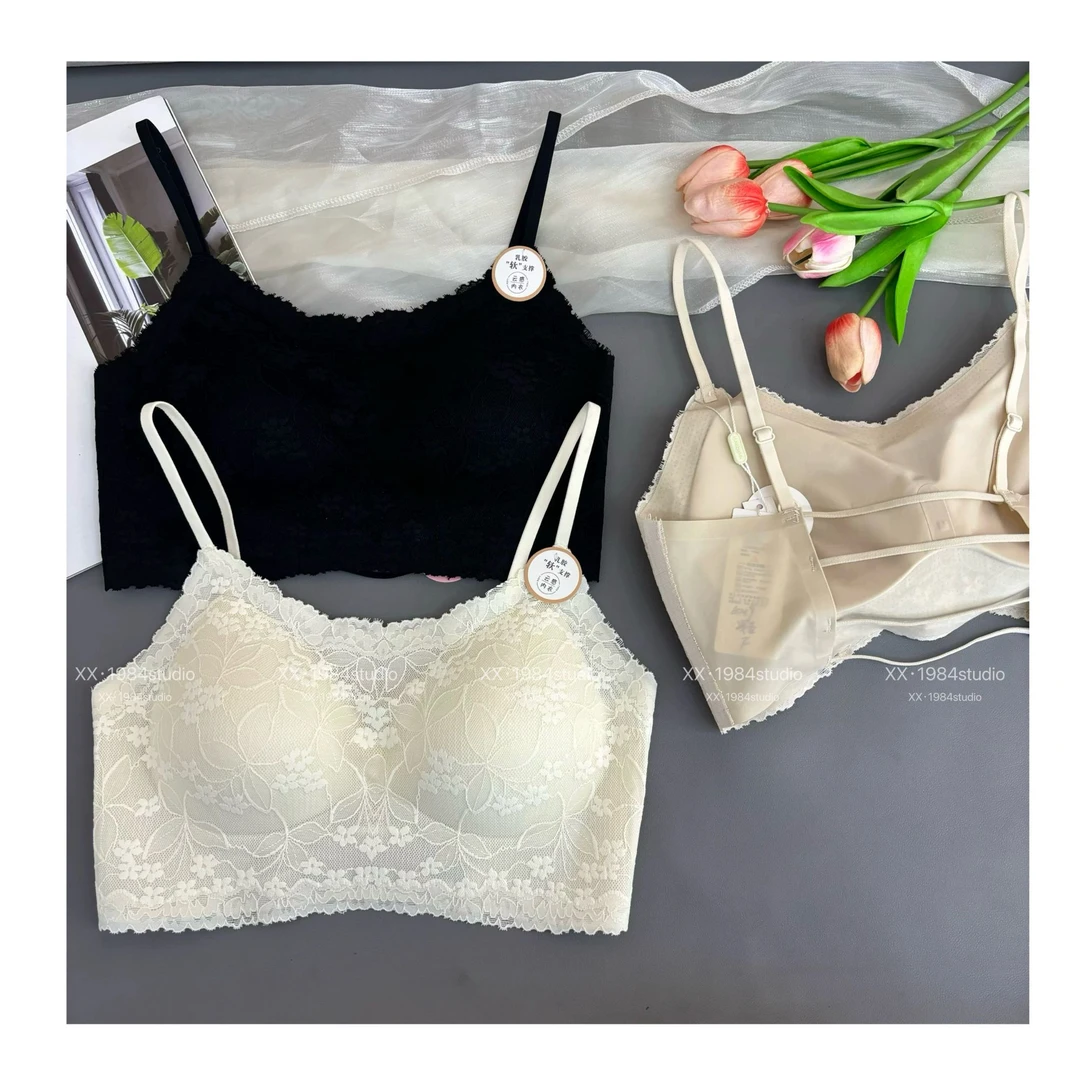 1984 精选【法式蕾丝】一体杯薄款无痕小性感美背背心