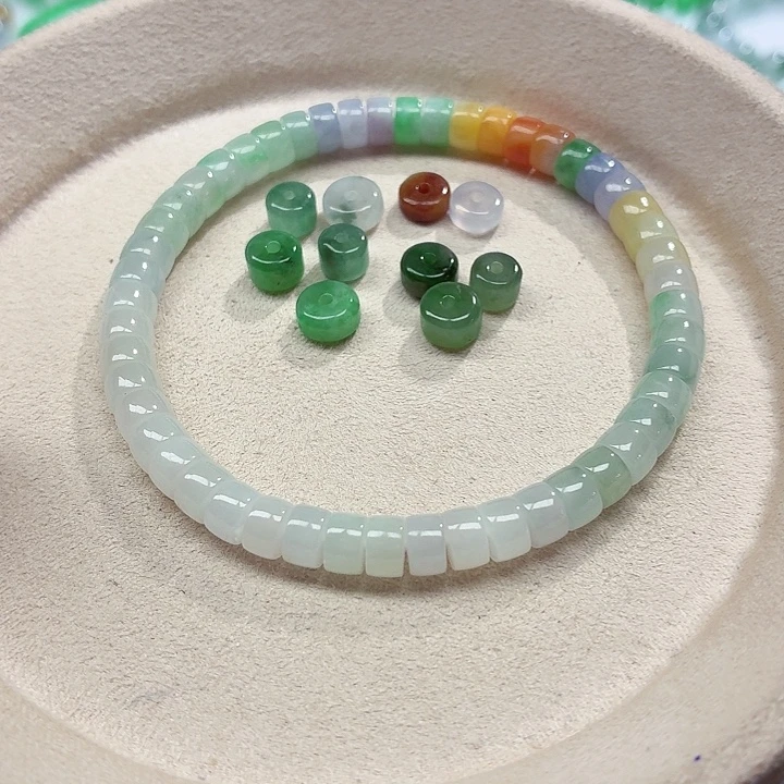 烟***人翡翠未镶嵌手链天然缅甸翡翠A货卡5.9