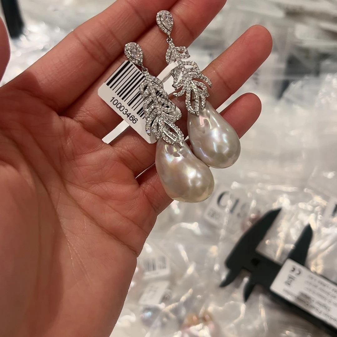 淡水珍珠耳饰合金