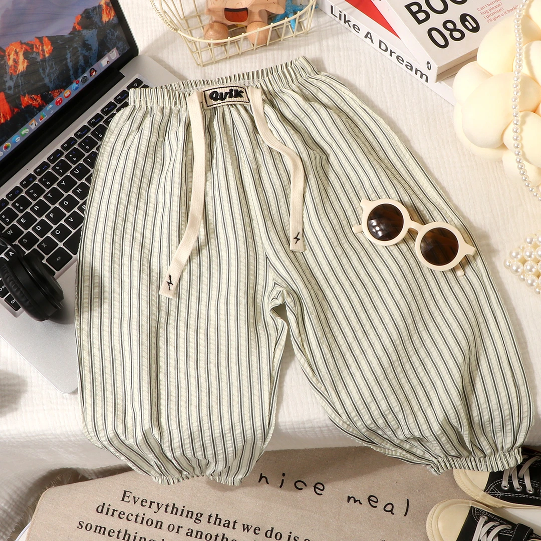 夏季百搭休闲潮款透气薄款男女宝宝防蚊裤束脚裤洋气外穿