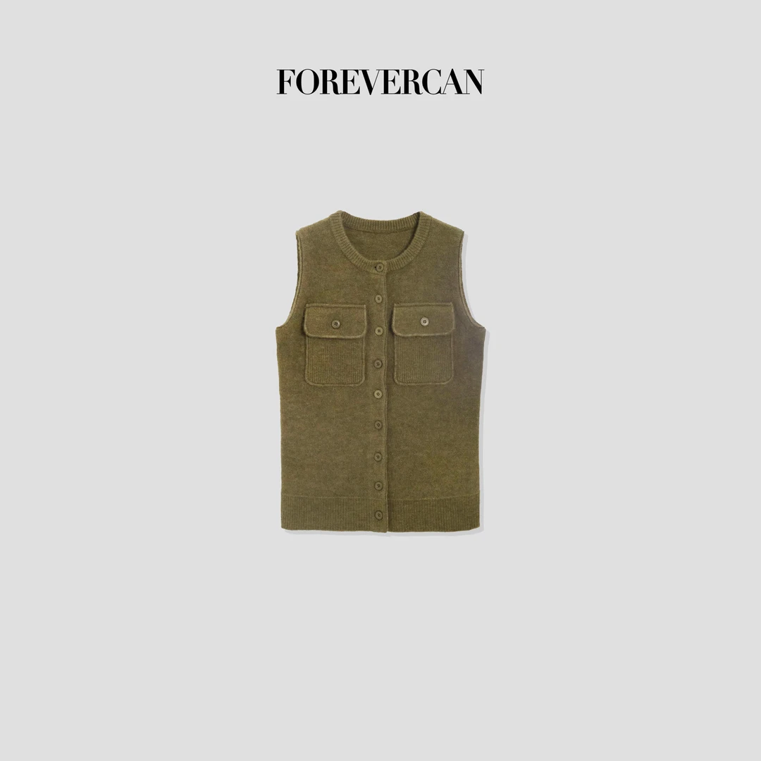 FOREVERCAN“格林德瓦”老钱风安哥拉马海毛无袖马甲毛衣 MY4039