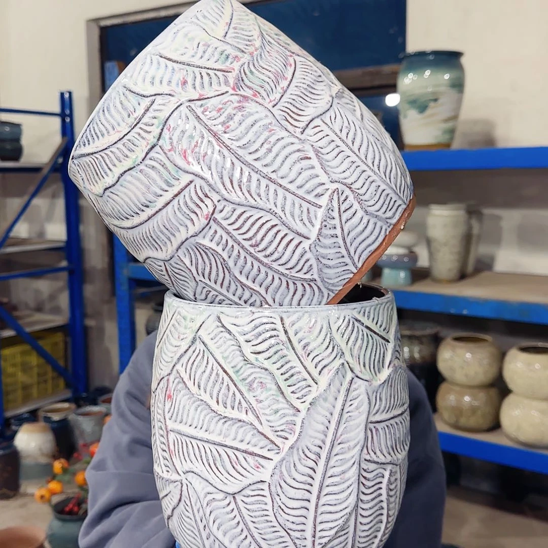 紫砂花盆高21口18