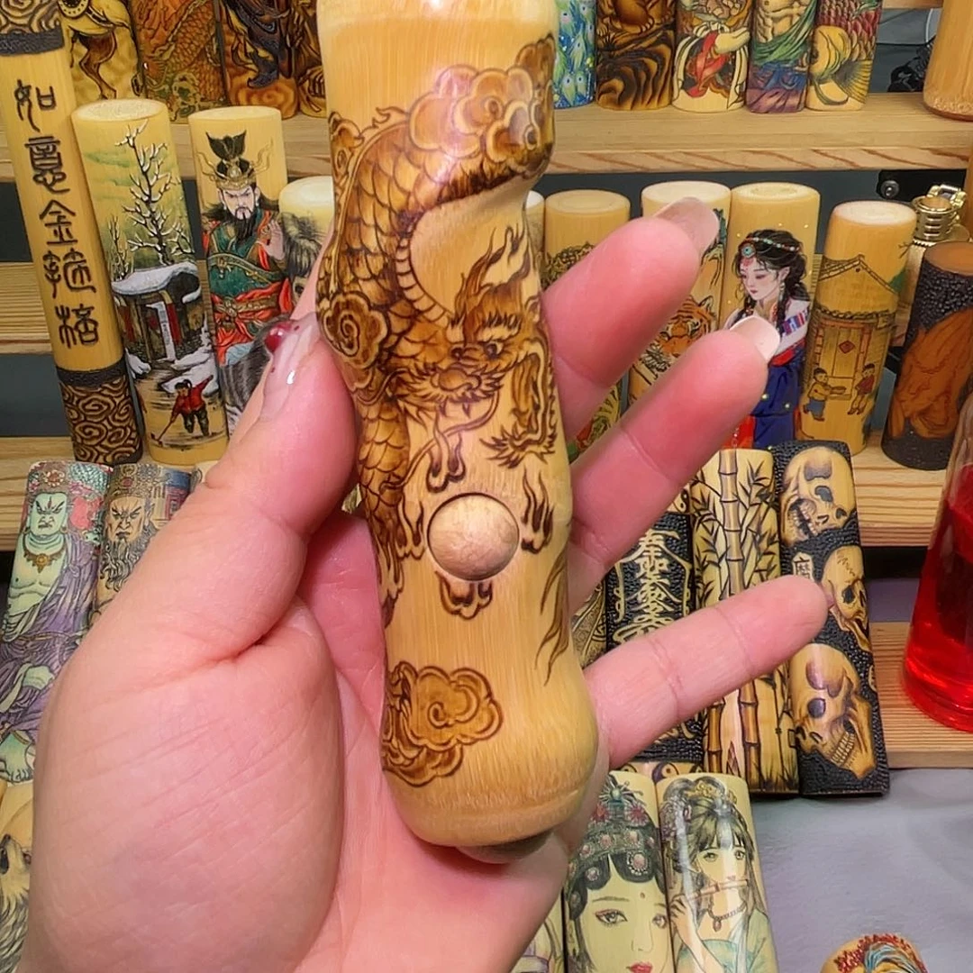 实心竹手工作品龙戏珠