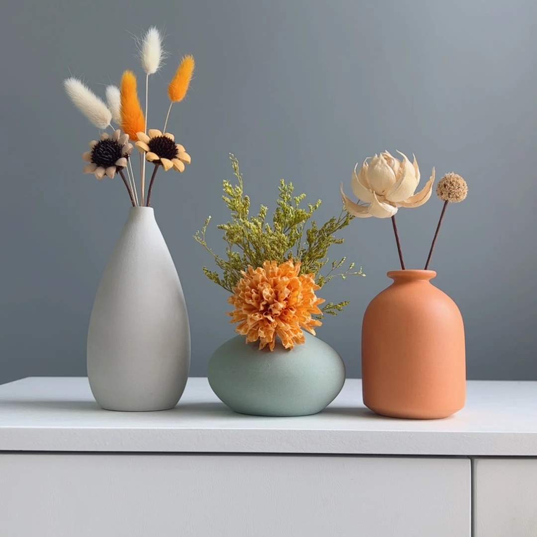 摆件陶瓷小花瓶摆件含花20-30cm