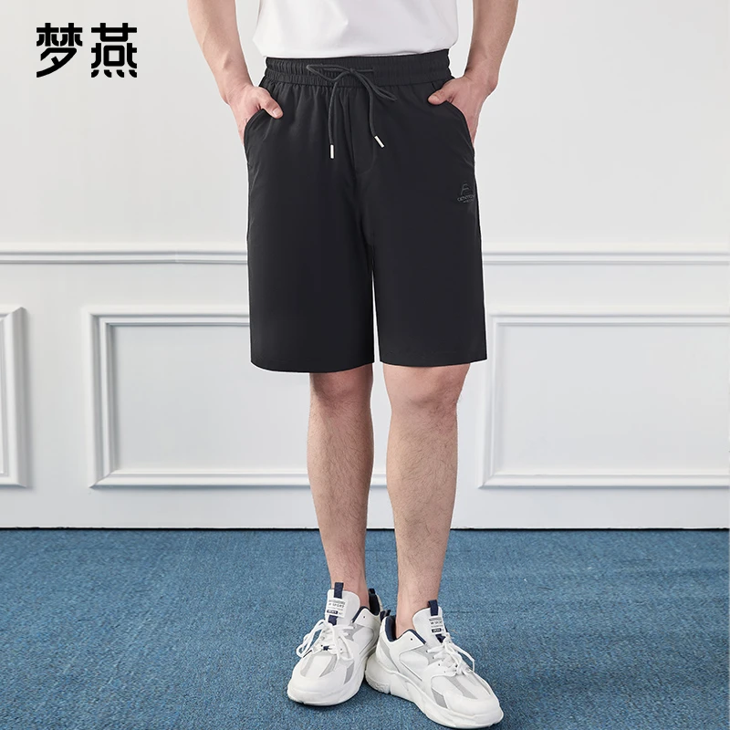 梦燕夏季男时尚百搭气质薄款抽绳宽松简约舒适休闲短裤YK05B5014D