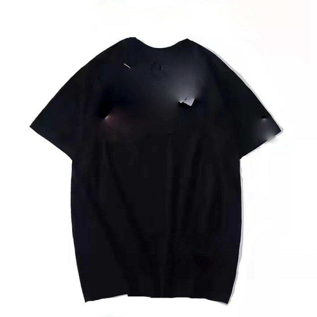 宽松型冠日常圆领短袖破洞T恤时尚男士百搭半袖男款运动
