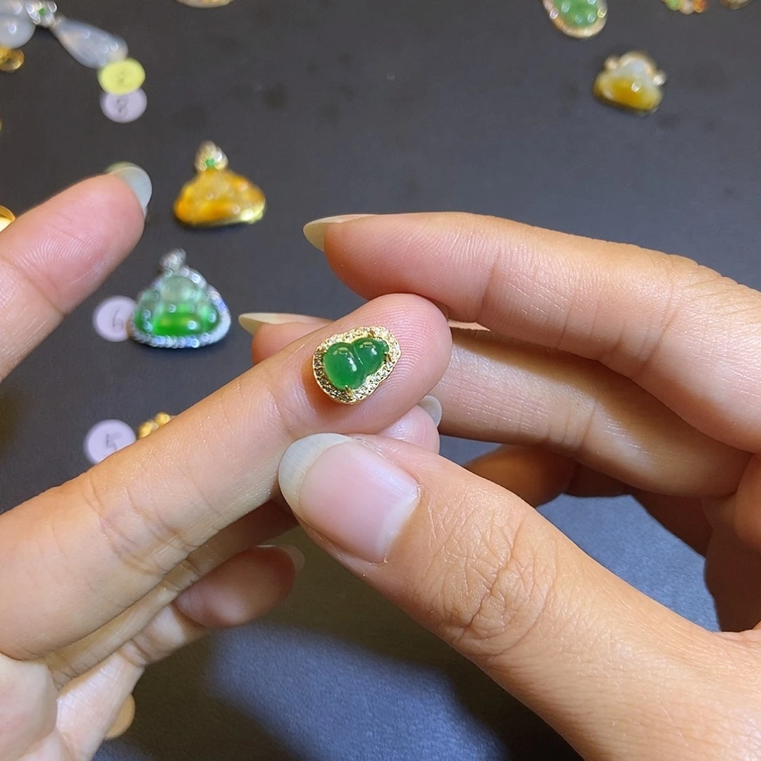 翡翠银S925镶嵌吊坠(不含链)