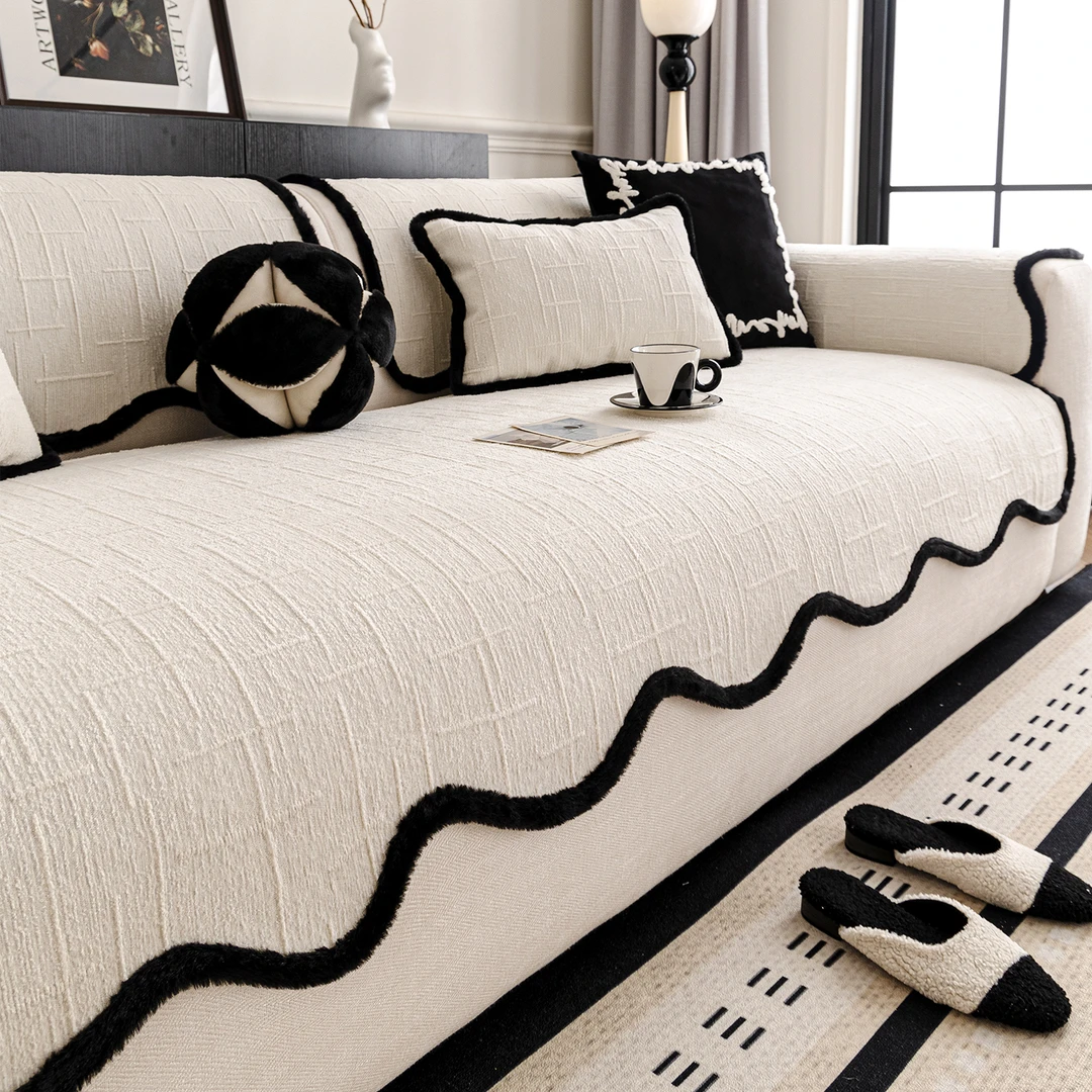 LangSha/浪莎黑白高级感异形沙发垫2025新款四季通用现代简约沙发