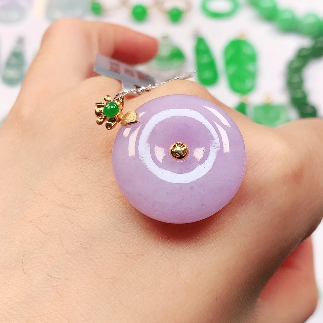 吊坠(不含链)18K金镶嵌翡翠