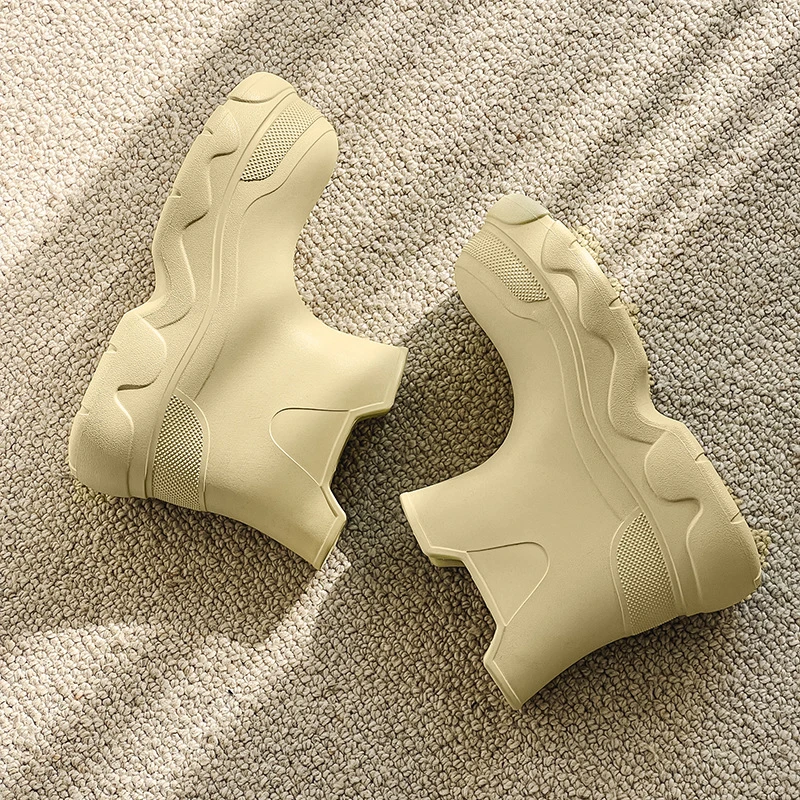 溯溪鞋厚底雨鞋女外穿防水防滑中筒雨靴 EVA四季增高耐磨防臭水鞋